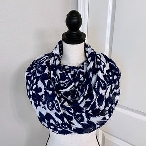 Navy Blue and White Infinity Scarf